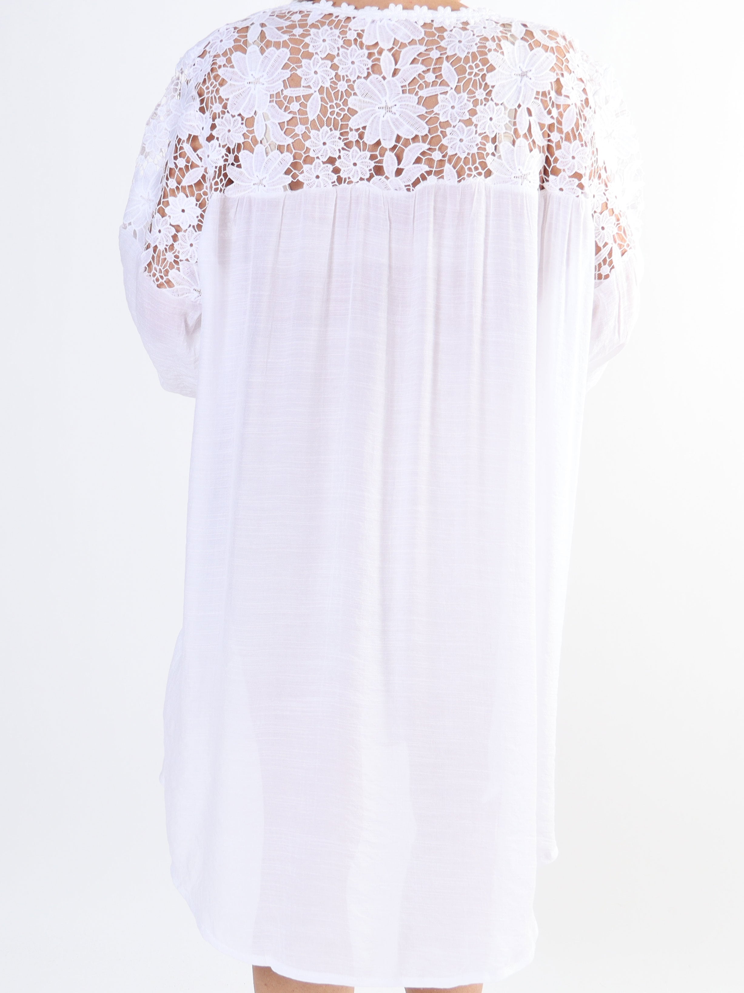 Juliette - Plus size tunika i bomuldsblanding med broderinger